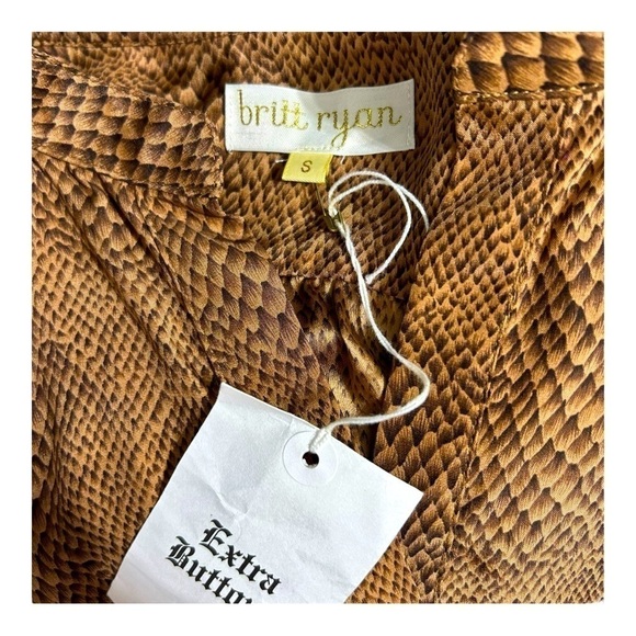 NEW Britt Ryan Silk Animal Print Dress Black Brown Long Sleeve Tie Waist Women S - Picture 6 of 7